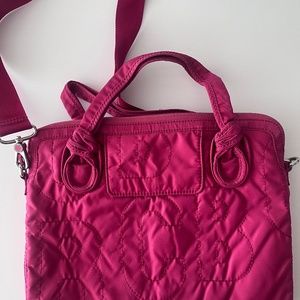 Marc Jacobs Quilted laptop bag, pink, 16 in, crossbody strap and inner lining